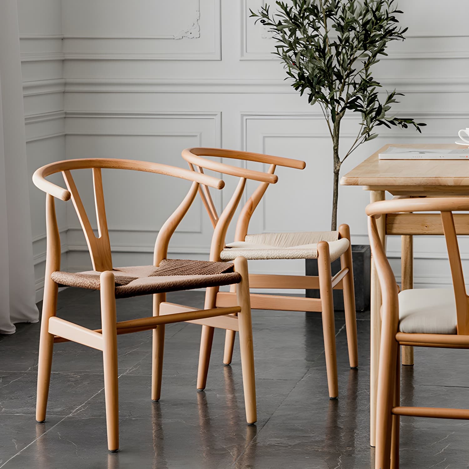 Scandinavian Style Wood Dining Chair Dining Room Wishbone Chair with Arm thumbnail 18