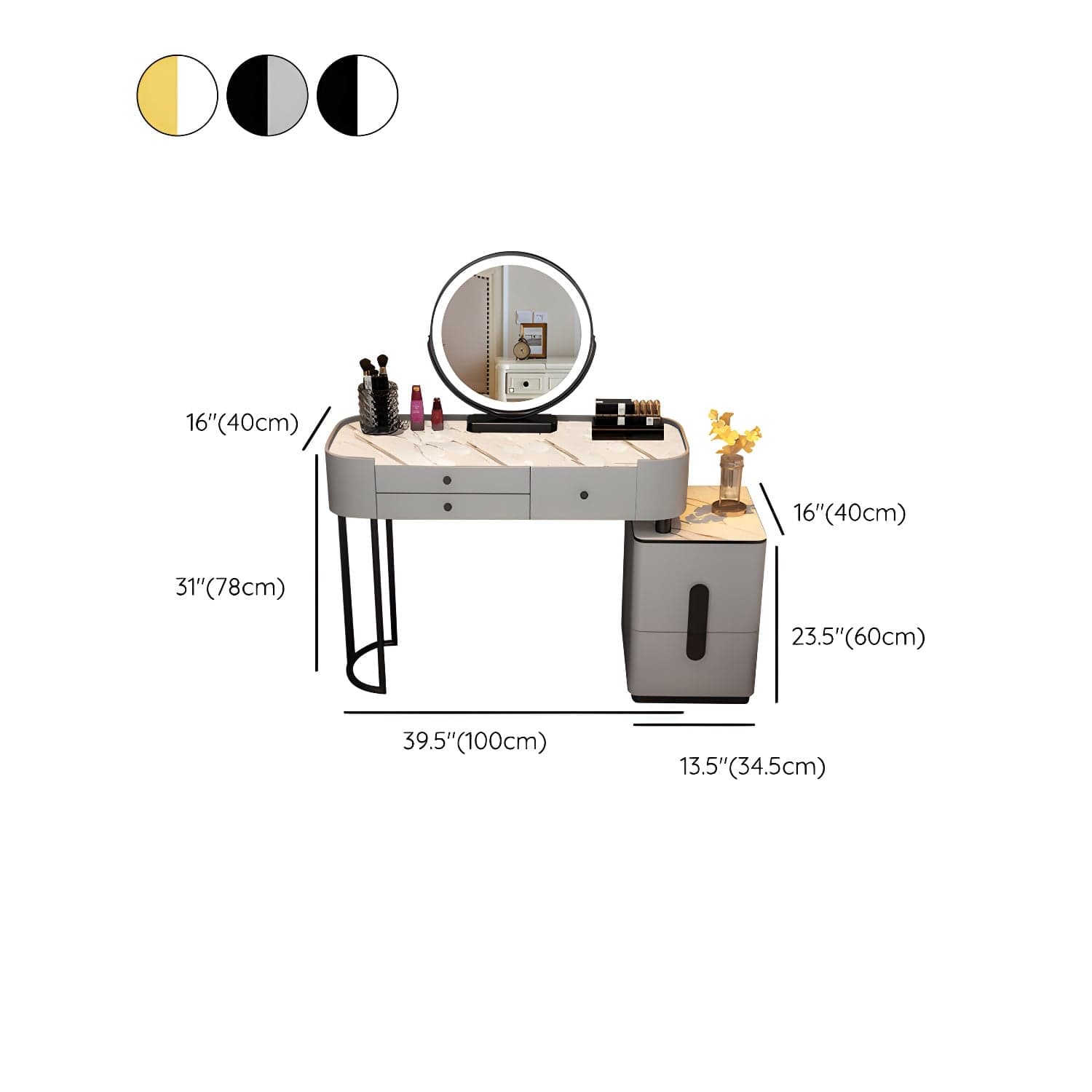 Contemporary Wood Make-up Vanity 15.75" Wide Make-up Vanity with Drawers thumbnail 25