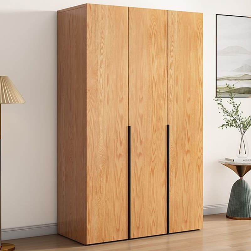 Natural Wood Freestanding Wardrobe Closet with Natural Doors thumbnail 7