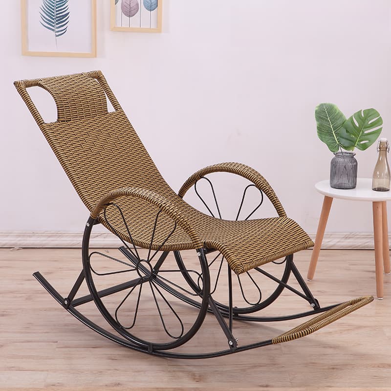 Ergonomic Wicker Front Porch Rocking Chairs with Rear Back, Stationary thumbnail 3