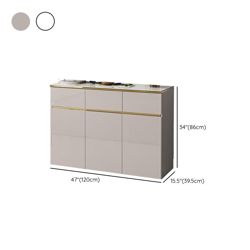 Elegant Standalone Sideboard with 5 Drawers, 5 Doors, and Faux Marble Countertop thumbnail 10
