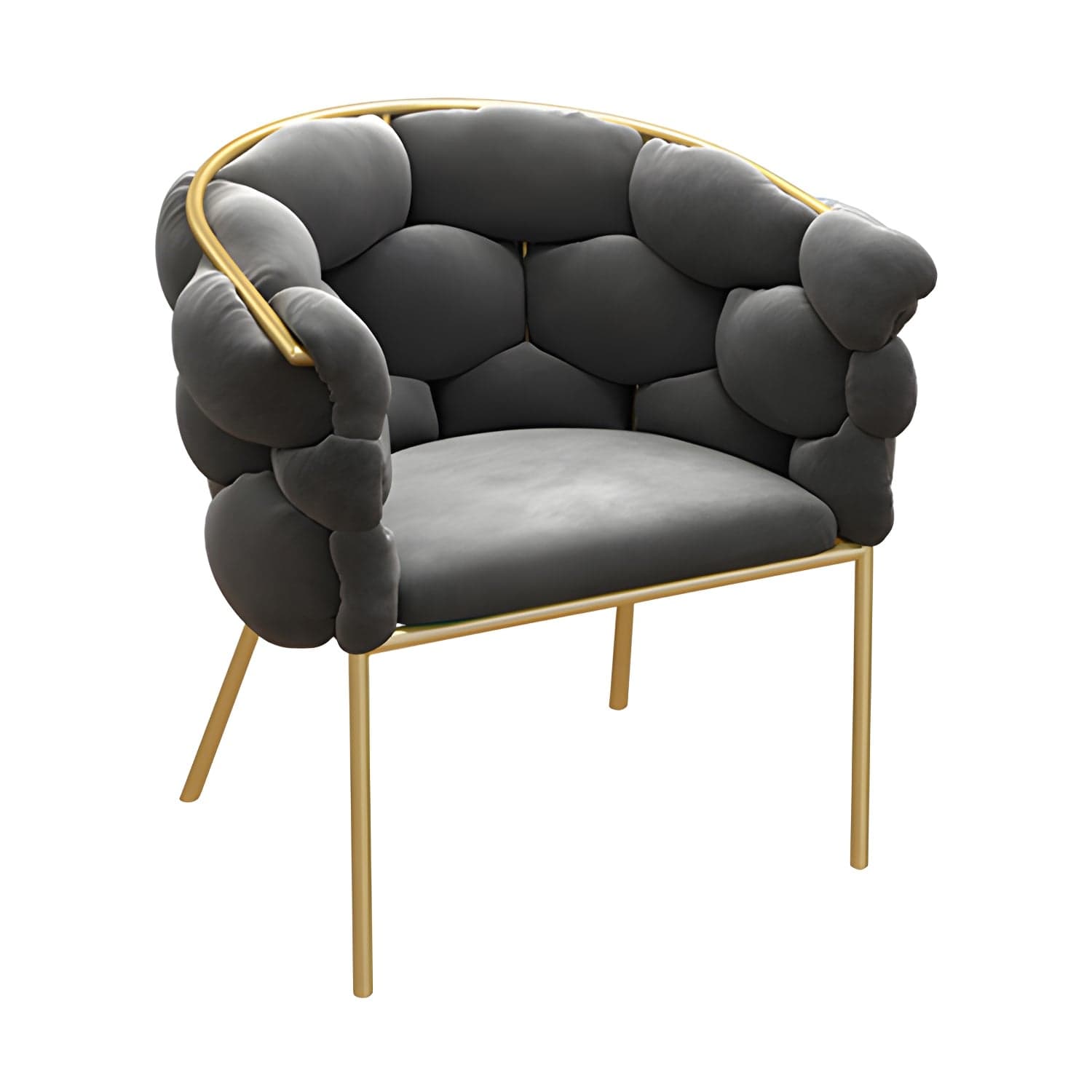 Glam Style Upholstered Gold Base Dining Arm Chair for Dining Room thumbnail 2
