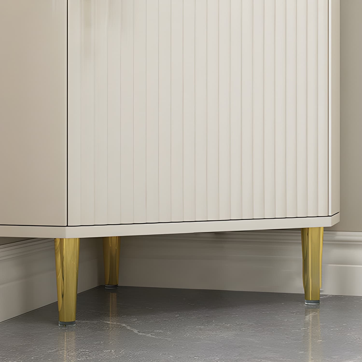 White Corner Modern Accent Cabinet with Stone Countertop, Glass Doors, and Cabinet Included thumbnail 11