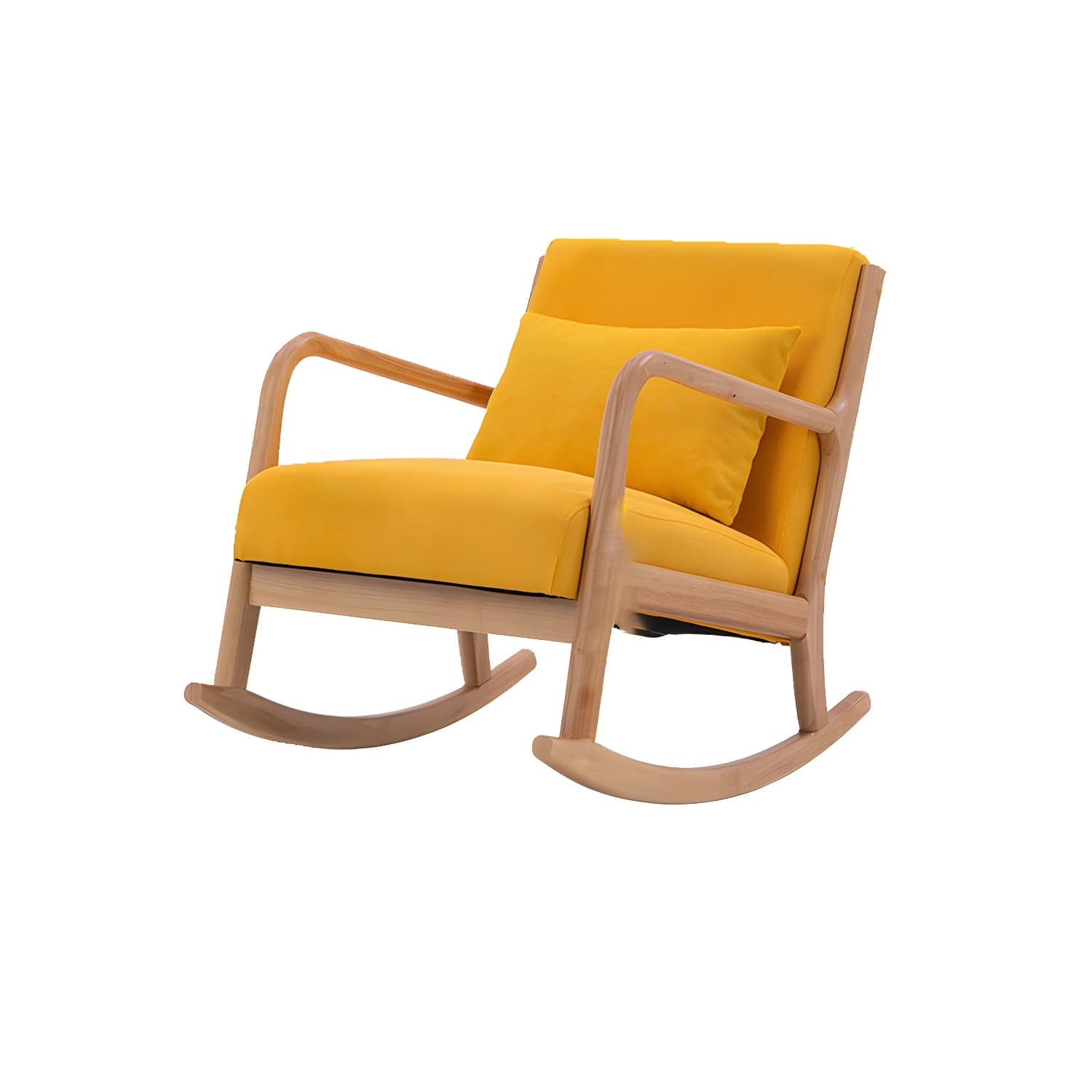 Mid-Century Modern Rocking Accent Chair with Solid Wood Frame and a Pillow thumbnail 7