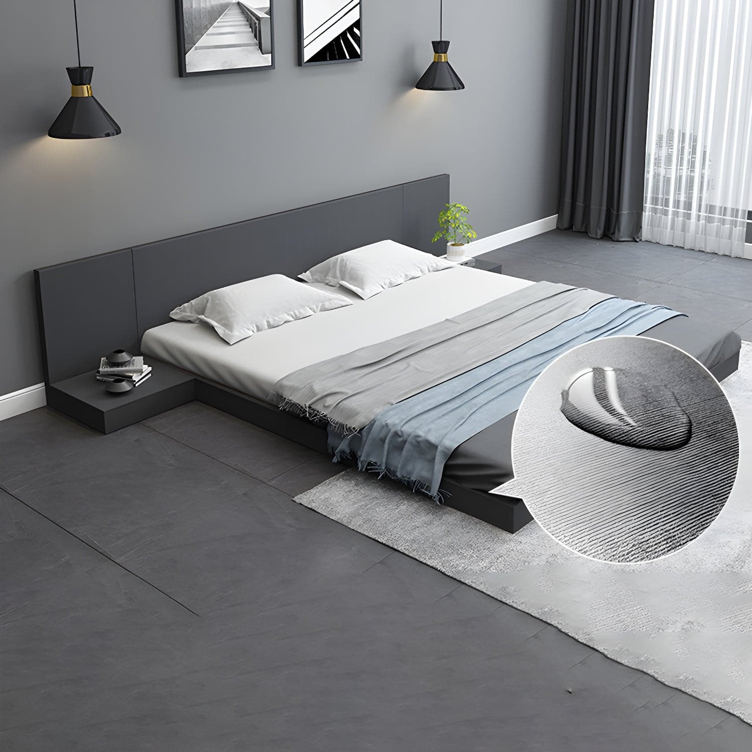 Solid Wood Platform Bed Mid-Century Modern Platform Bed Frame Mattress Included thumbnail 8