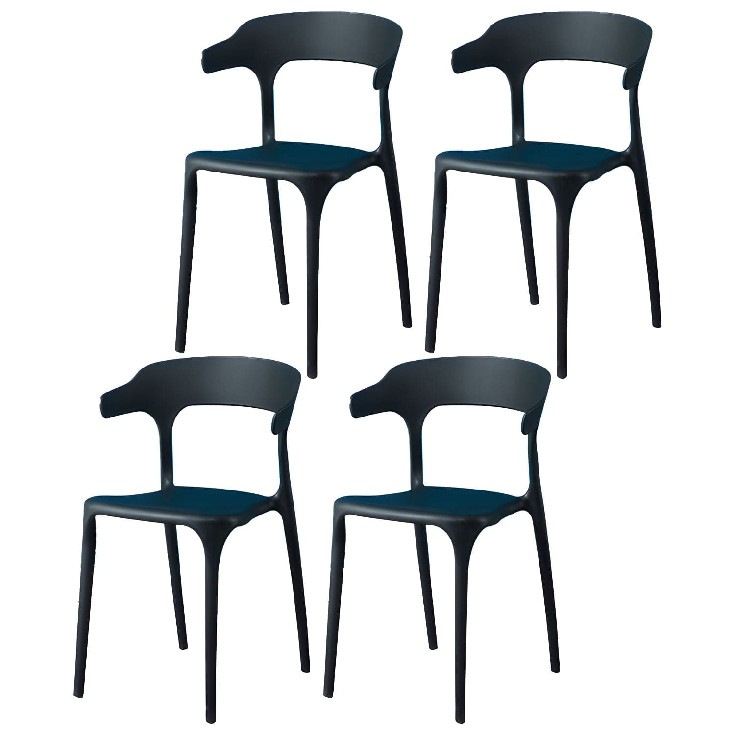 Glam Plastic Side Chair Matte Finish Open Back Dining Chair for Dinning Room thumbnail 2