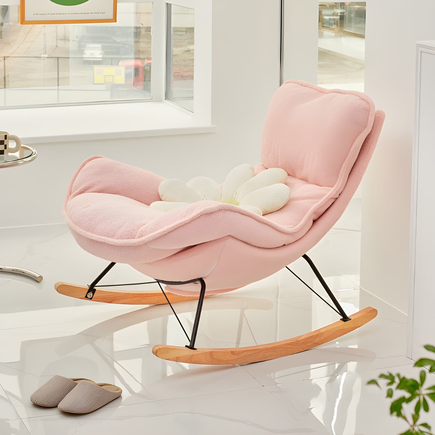 Modern Leather Rocking Chair Removable Cushions Rocker Chair for Drawing Room thumbnail 19