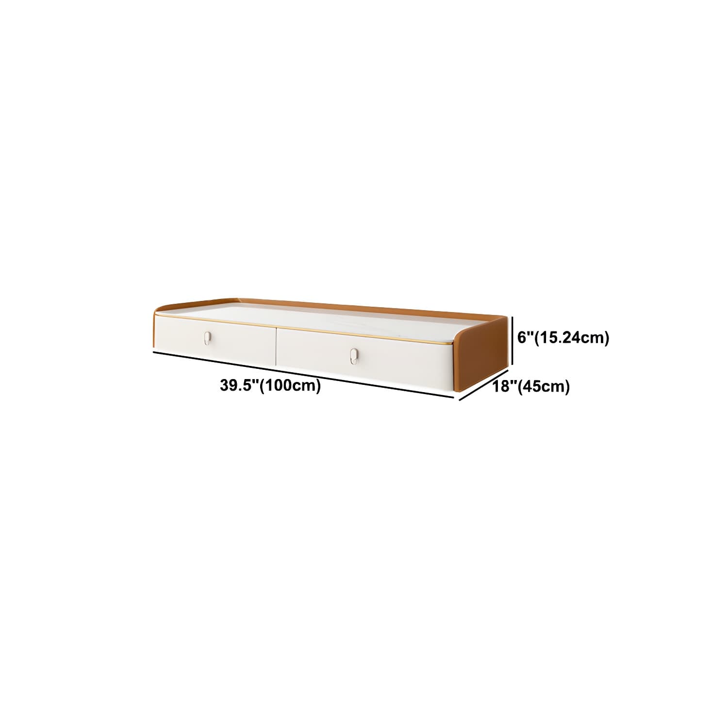 Glam Style Off-white Slate Countertop Wall Mounted with 1/2 Drawer Dresser thumbnail 16