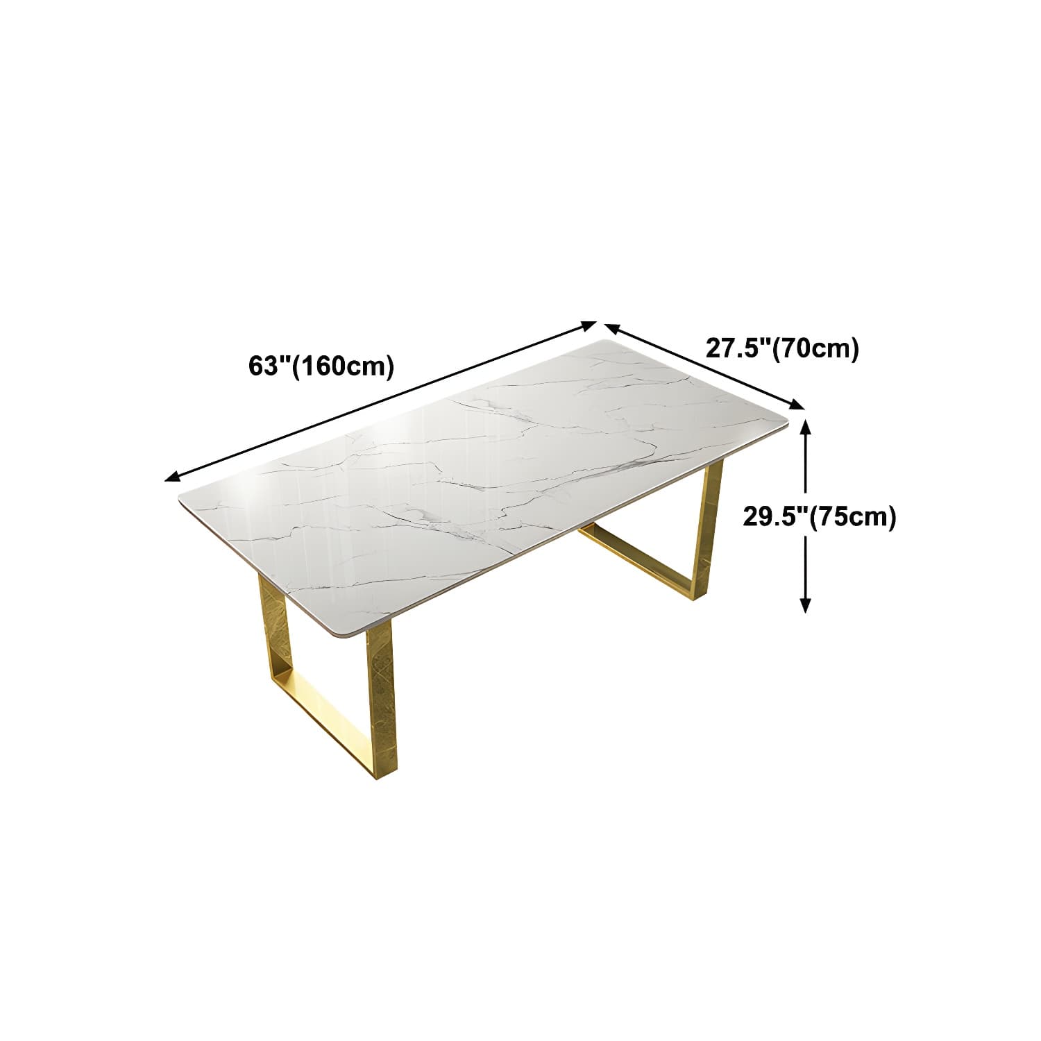 Marble Top Dining Table Modern Rectangle Dining Table with Sled Base thumbnail 14