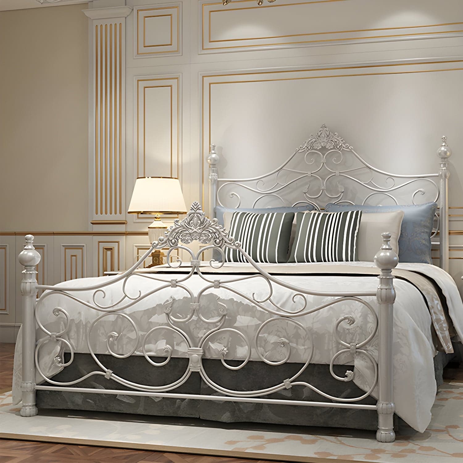 Industrial Antique Metal Bed Frame Wire-Grid Low Profile Open-Frame Bed thumbnail 3