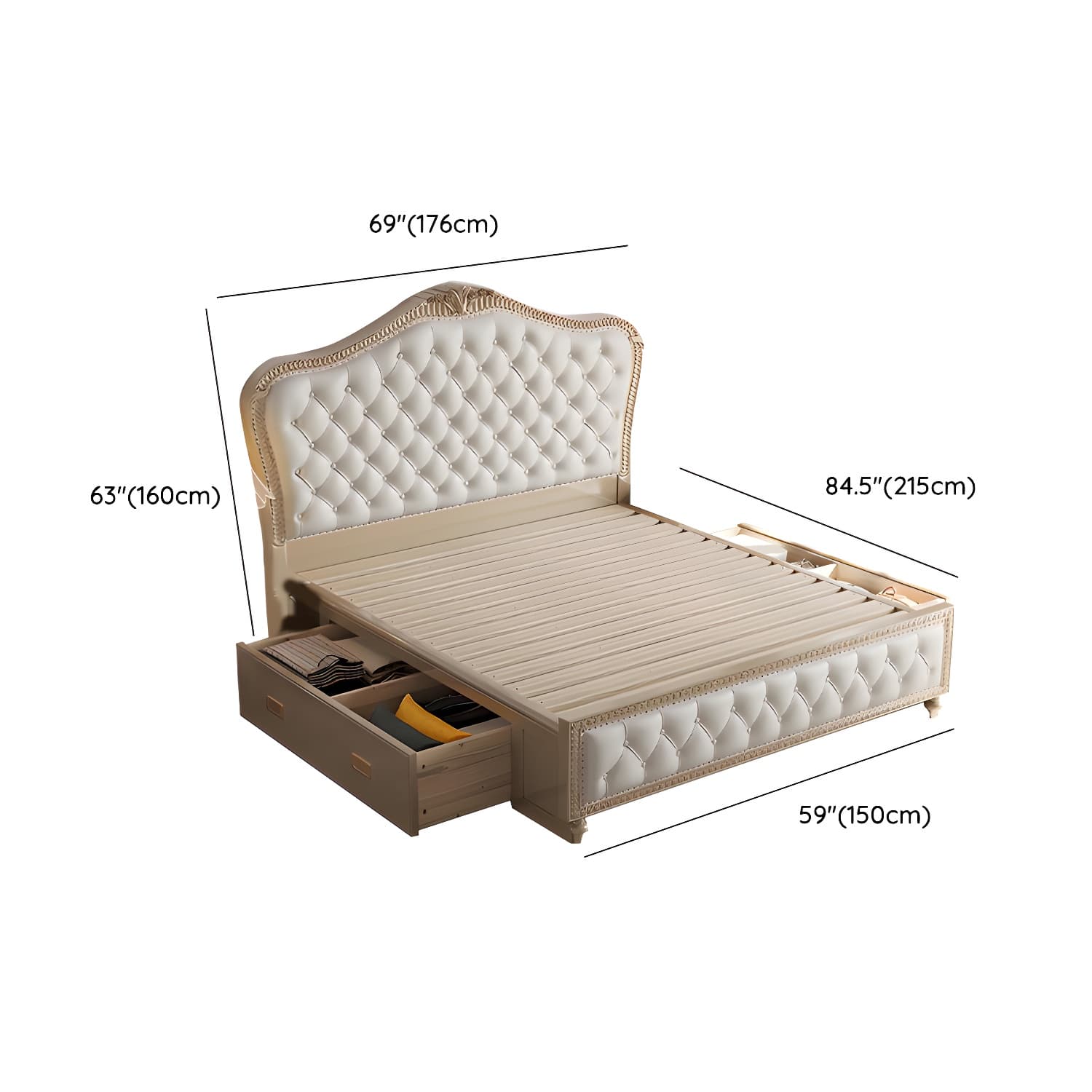 Glam Upholstered Button-tufted Standard Bed with Nailhead Trim thumbnail 11