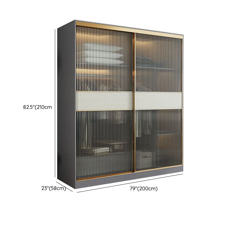 Contemporary Grey Wood Freestanding Cabinet Armoire with Lock, Interior Shelves & Soft Close Drawer thumbnail 16