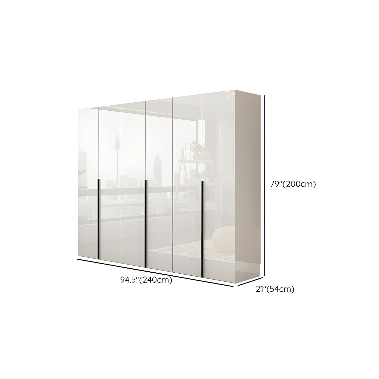 Hinged Wardrobe Armoire with Shelves White Wardrobe Closet for Home thumbnail 17