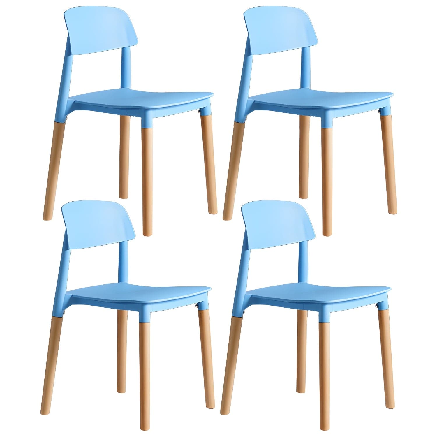 Scandinavian Home Side Chair Open Back Wood Legs Dining Room Chair Set thumbnail 2
