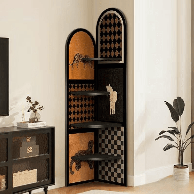 Modern Simple Style Nook Decorative Cabinet with 4 Exterior Shelves, Matte Black Lumber Top thumbnail 3