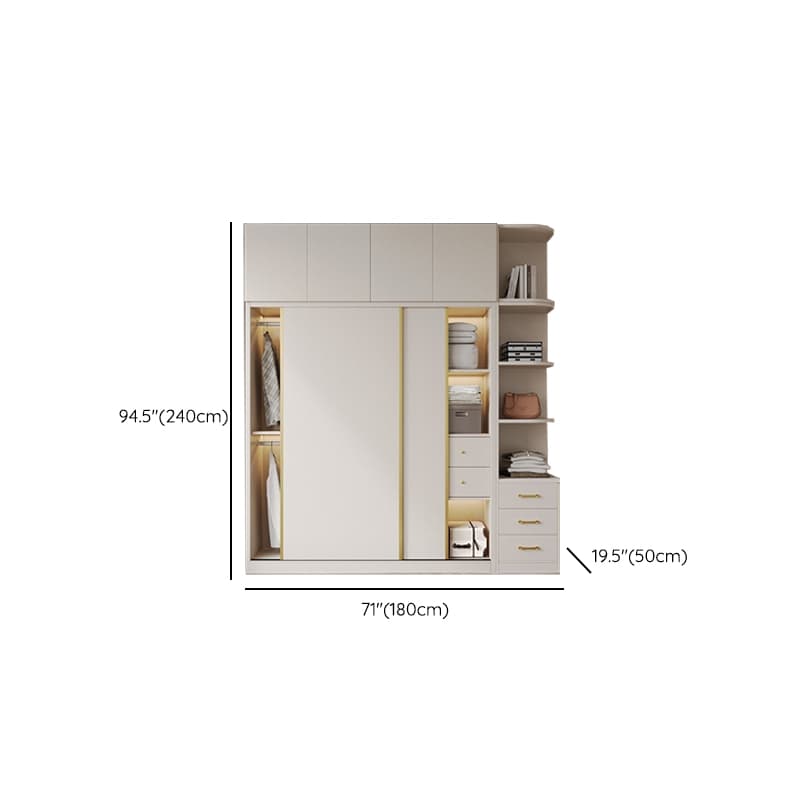 Attractive Modern White Wardrobe Armoire with Clothing Rod & Shelves thumbnail 16