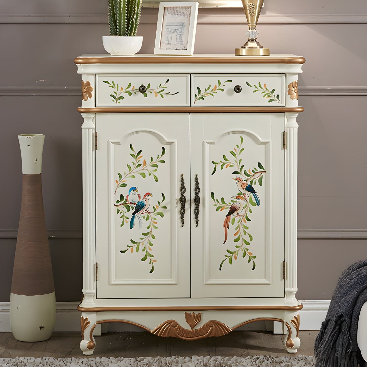 Glam Style Wood Sideboard with Drawers Dining Server for Kitchen thumbnail 5