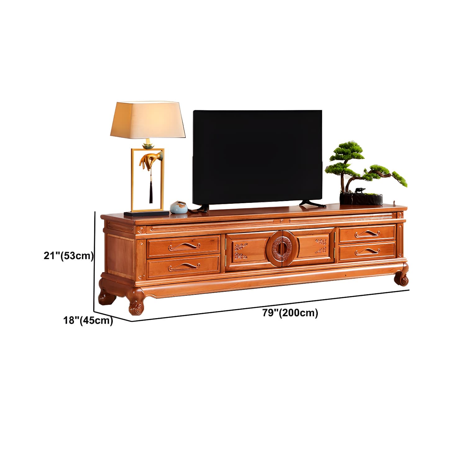 Wooden TV Cabinet Classical Storage TV Stand for Living Room thumbnail 18