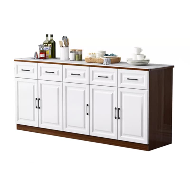 Natural Finish/Light Wood/Ashen Wood Floor Sideboard with Countertop and Kitchen Appliance Storage thumbnail 8