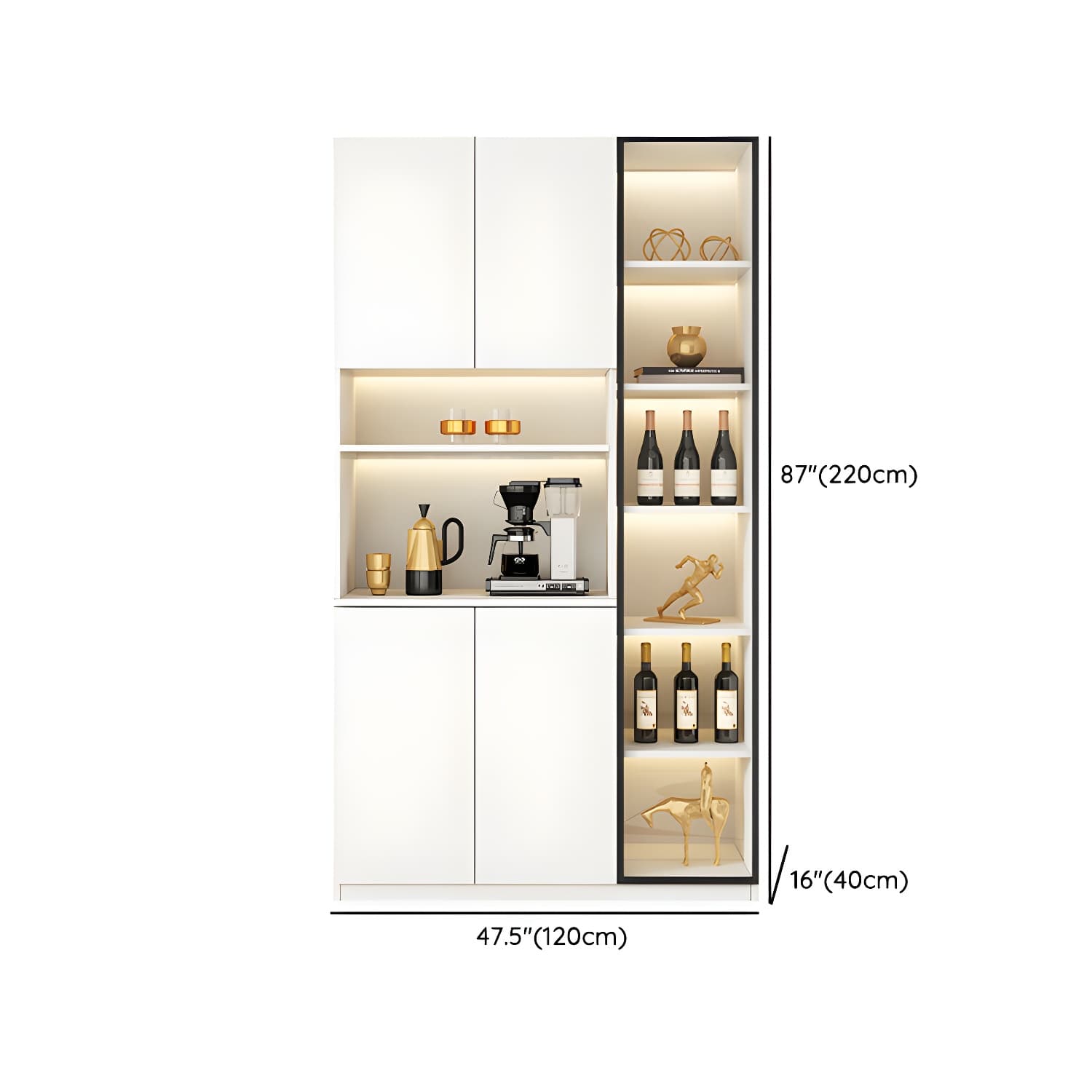 Modern White Wood Sideboard/Credenza 40cm Wide 220cm Tall - image 13