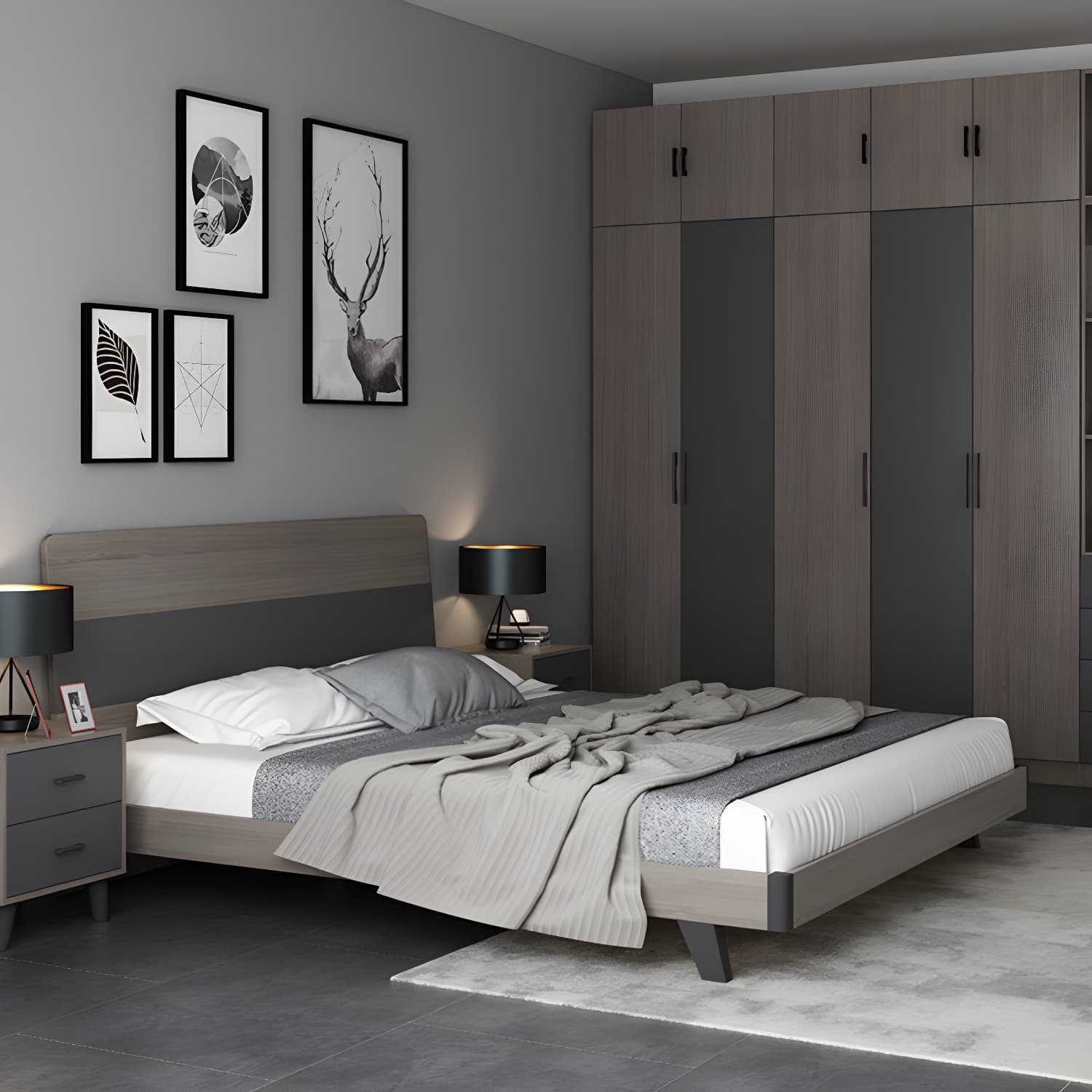 Modern Style Wood Bed with Headboard Low Profile Standard Bed thumbnail 15