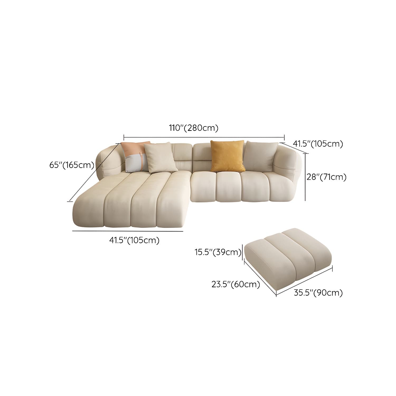 Stylish Beige L-Shape Sectional Sofa Chaise with Storage Included thumbnail 17