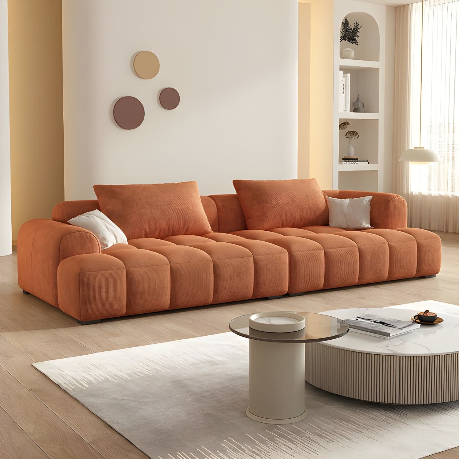 24.8" High Sofa with Tight Back Square Arm Corduroy for Apartment thumbnail 7