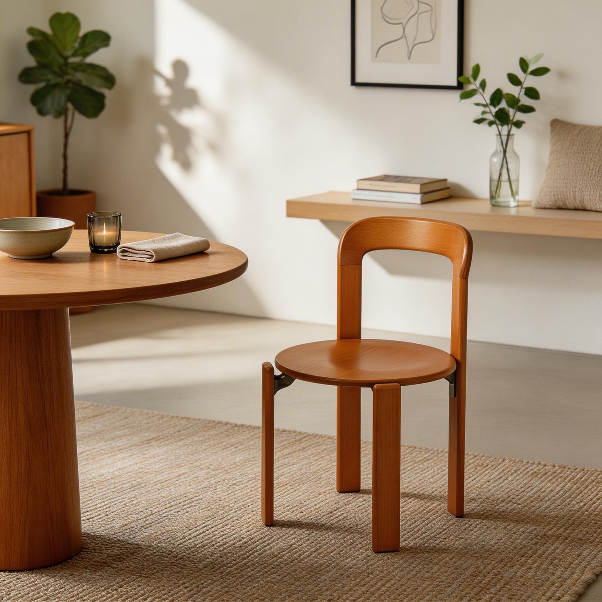 Scandinavian Natural Wood Armless Kitchen Chair 15.3inch Wide Non-Swivel 1 Piece thumbnail 26