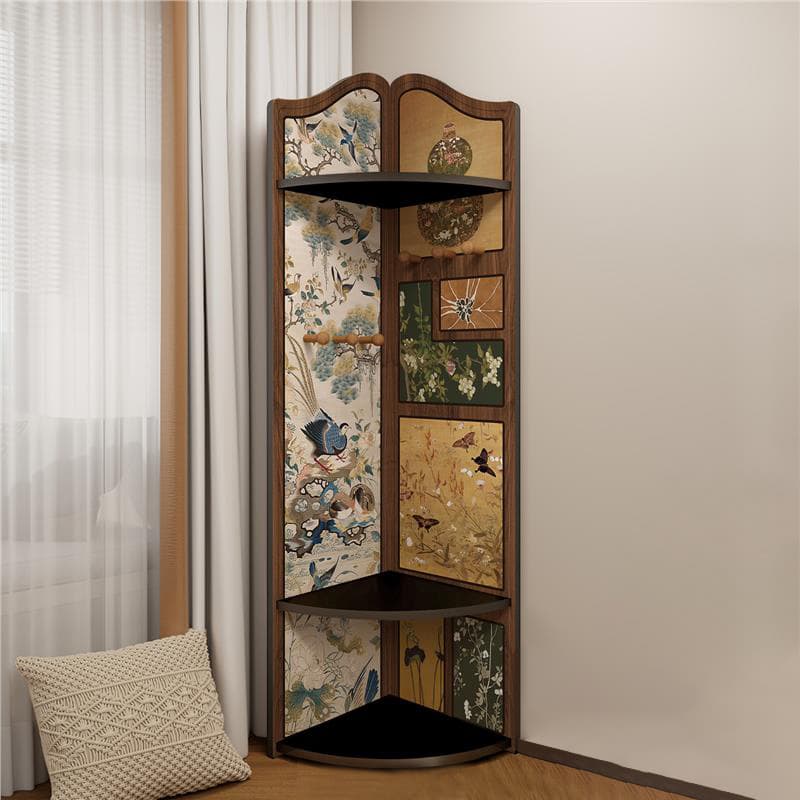Modern Simple Style Nook Decorative Cabinet with 3/4 Exterior Shelves, Lumber Countertop in Midnight Black thumbnail 2