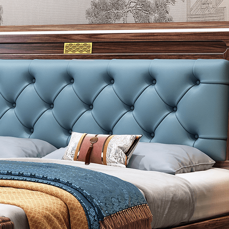 Lumber Solid Color Framed Storage Bed Frame/Pallet Bed Frame with Decorative-stitched Headboard for Living Room thumbnail 5