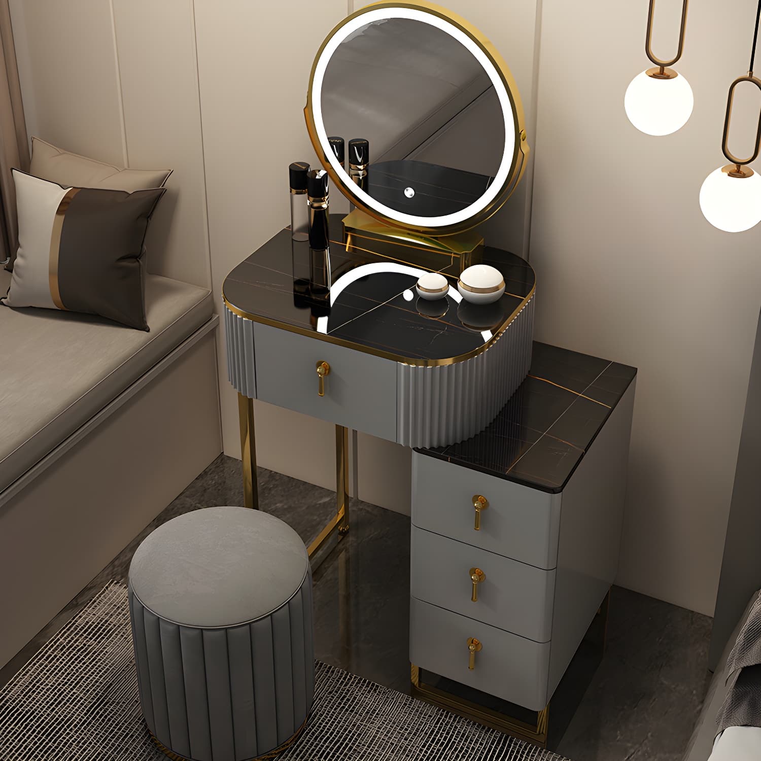 Contemporary Makeup Vanity Desk Table 29.9" H Bedroom Makeup Counter thumbnail 1