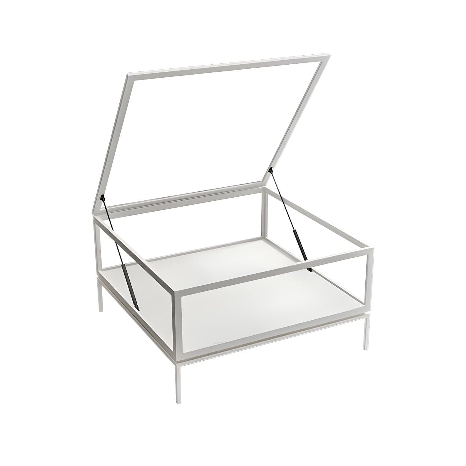 Rectangle Glass Top Coffee Cocktail Table Tranparent Contemporary with Metal Base thumbnail 2