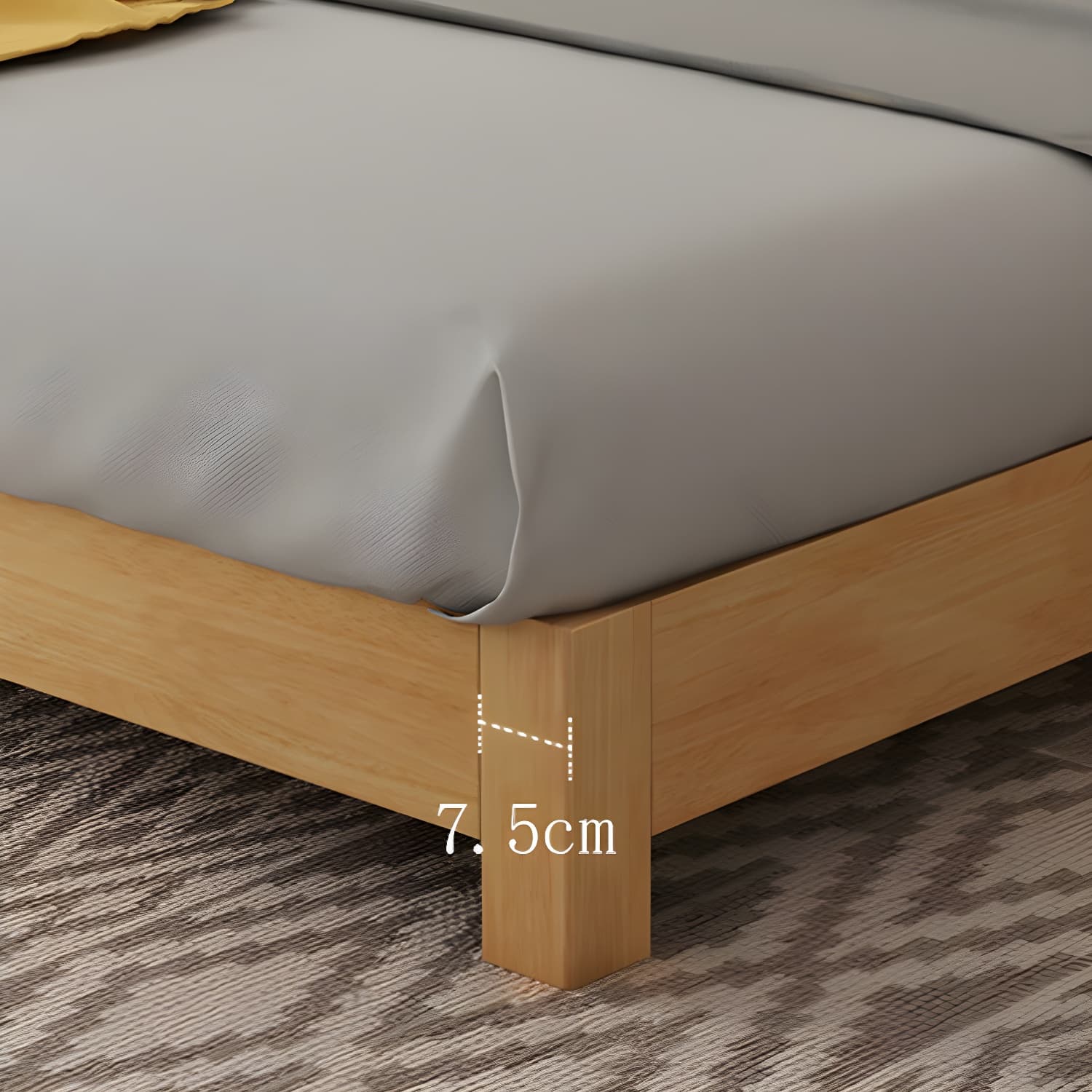 Scandinavian Solid Wood Platform Bed 9.8" H Bed Frame with Mattress thumbnail 9