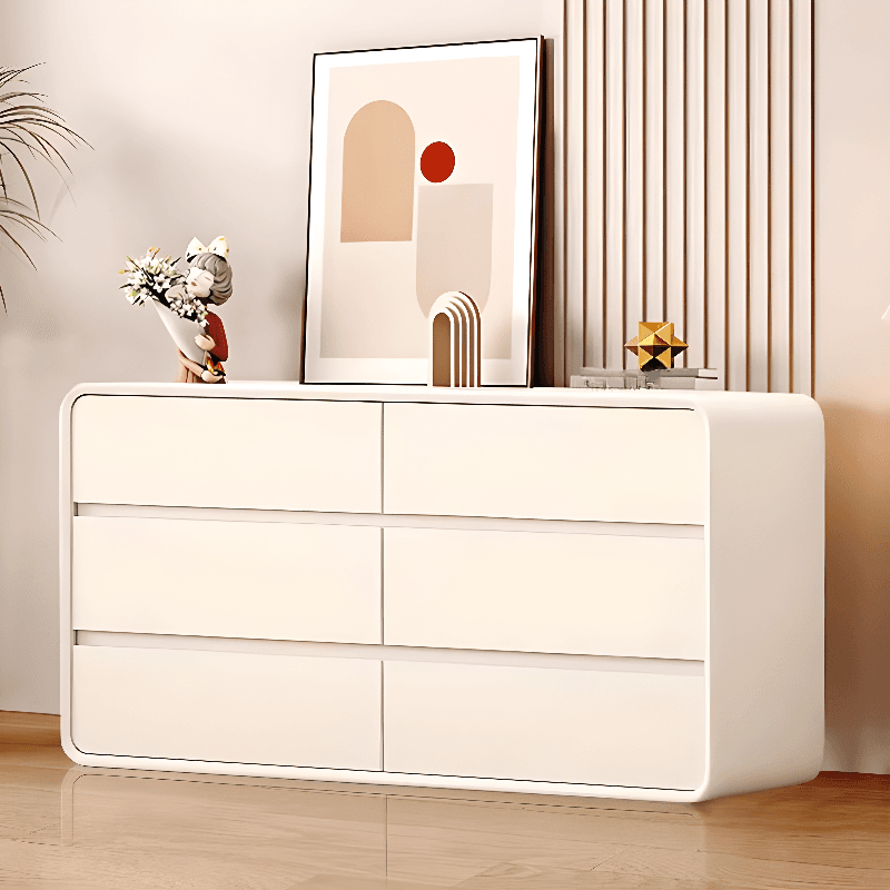 Art Deco Horizontal Console Dresser in Natural Wood with 6/8 Drawers