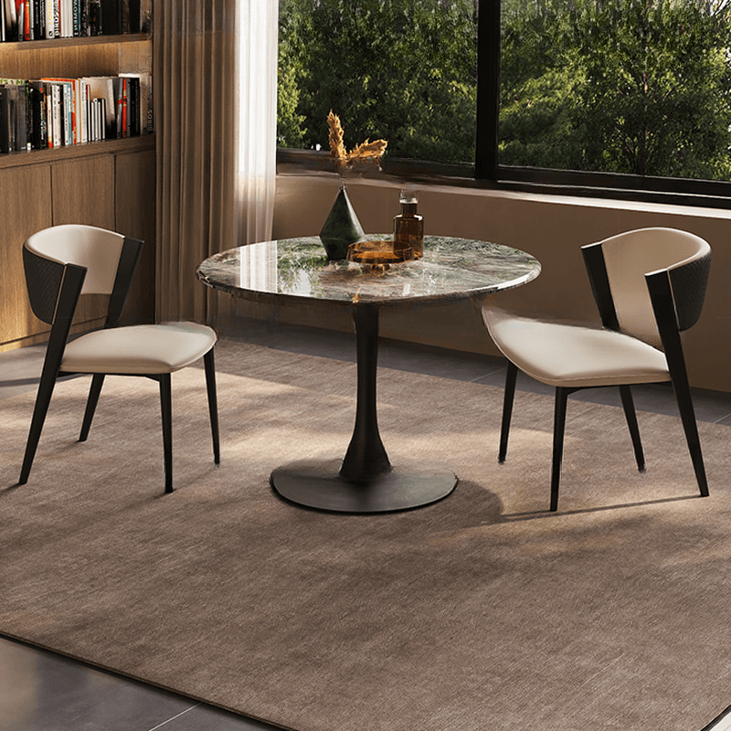 Art Deco Multi-Color Rounded Dining Table with Stone Top, Scratch-immune, Standard Height, Seats 2 thumbnail 8