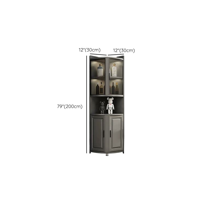 Modern Grey Corner Accent Cabinet with Gold Metal Base and Glass Doors thumbnail 14