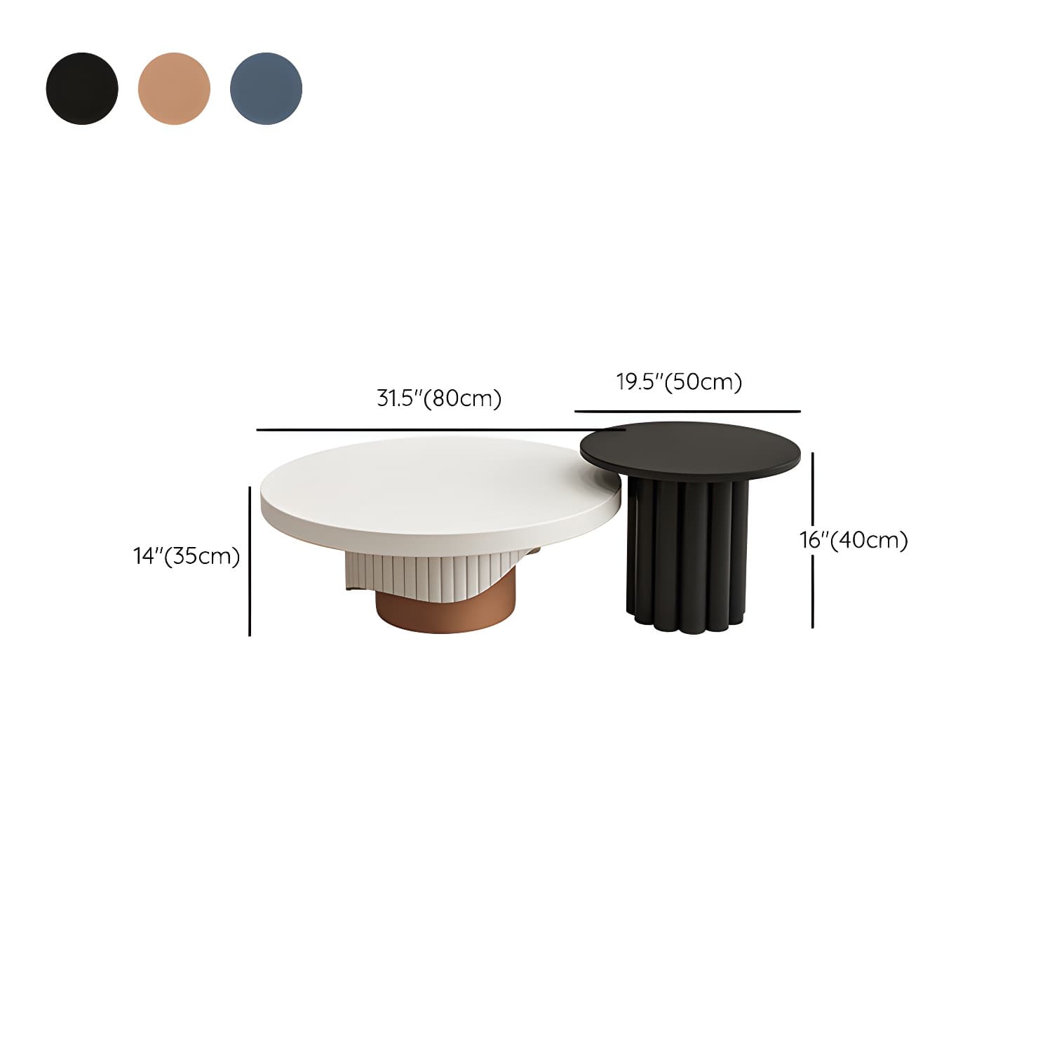 Pedestal Round Coffee Table Set Modern Minimalist Cocktail Table thumbnail 23
