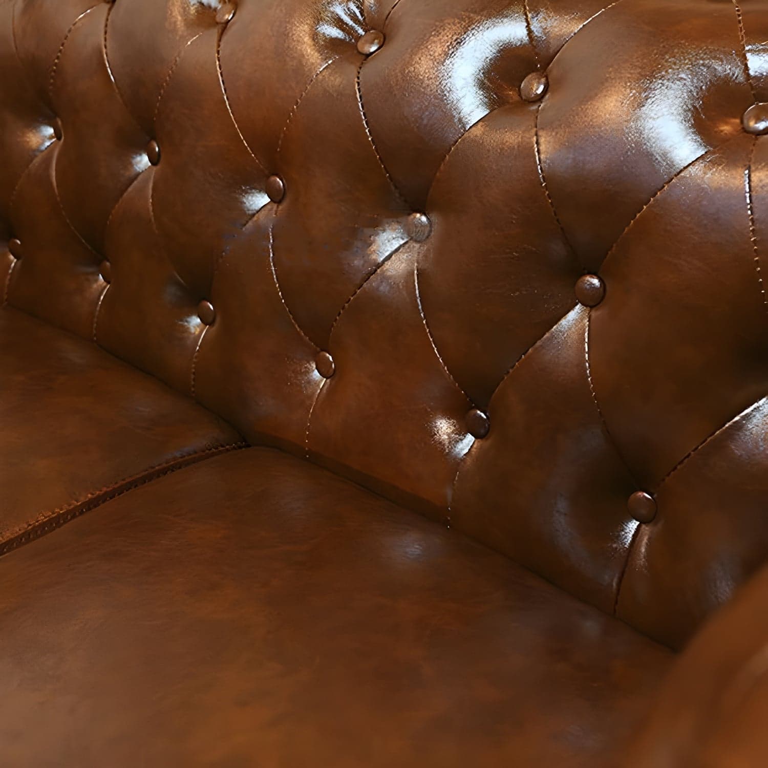 Vintage Leather Chesterfield Sofa 29.53"High Rolled Arm Sofa for Cafe thumbnail 9