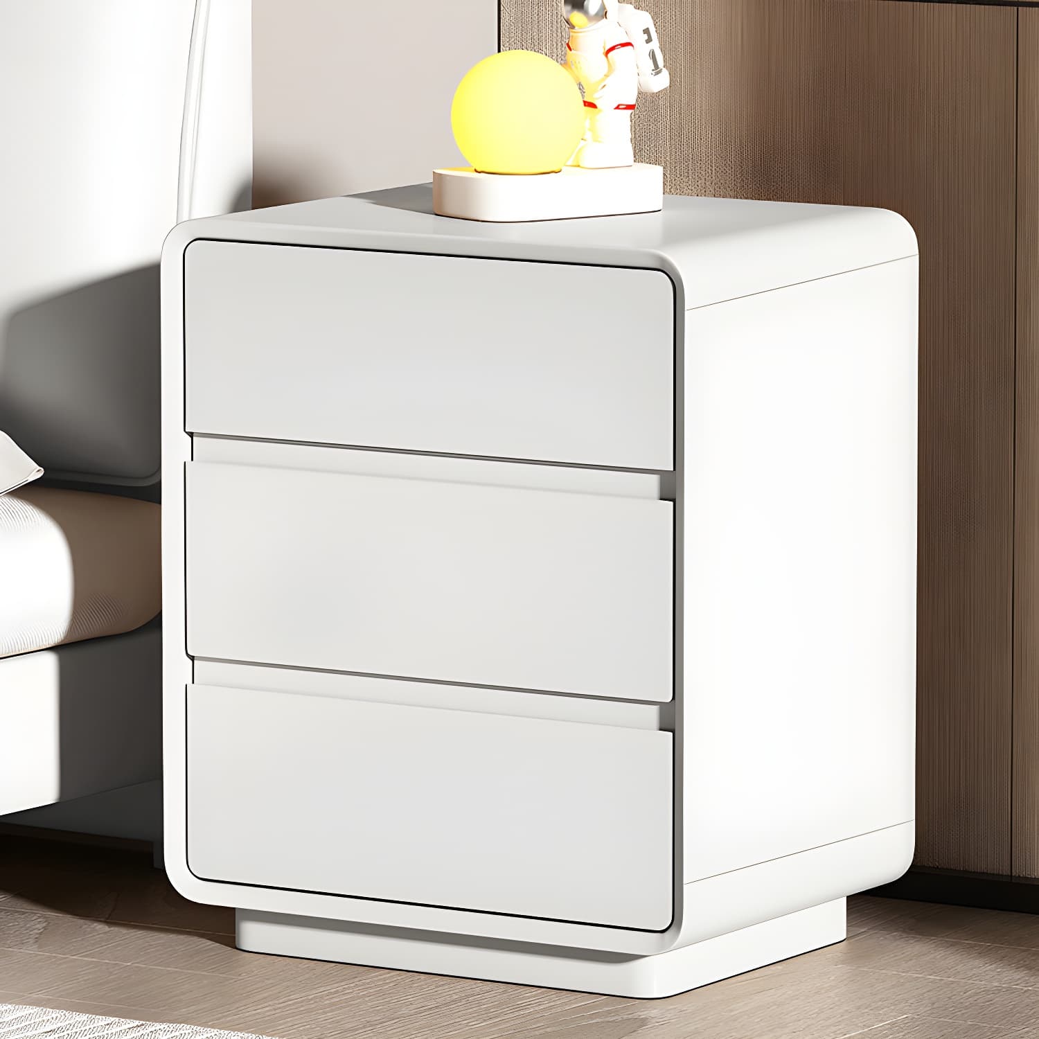 Modern Pine Wood Bedside Cabinet with 3 Drawers in Standard Height thumbnail 3
