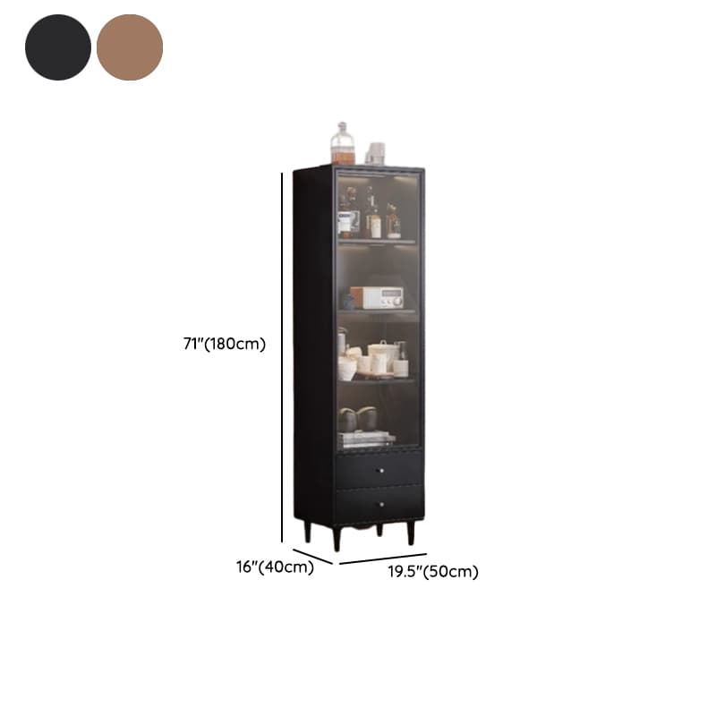 Rectangular Accent Cabinet with Closet, Glazed Door, Adjustable Shelf, Cabinet Knobs in Midnight Black/Sepia, Soft Close Drawer thumbnail 10