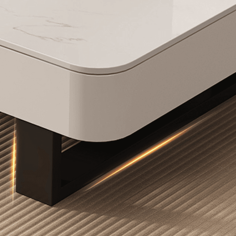 Funky Single Rock Side Table with Toboggan Base, Gray/White Square Top, and 1 Drawer thumbnail 6