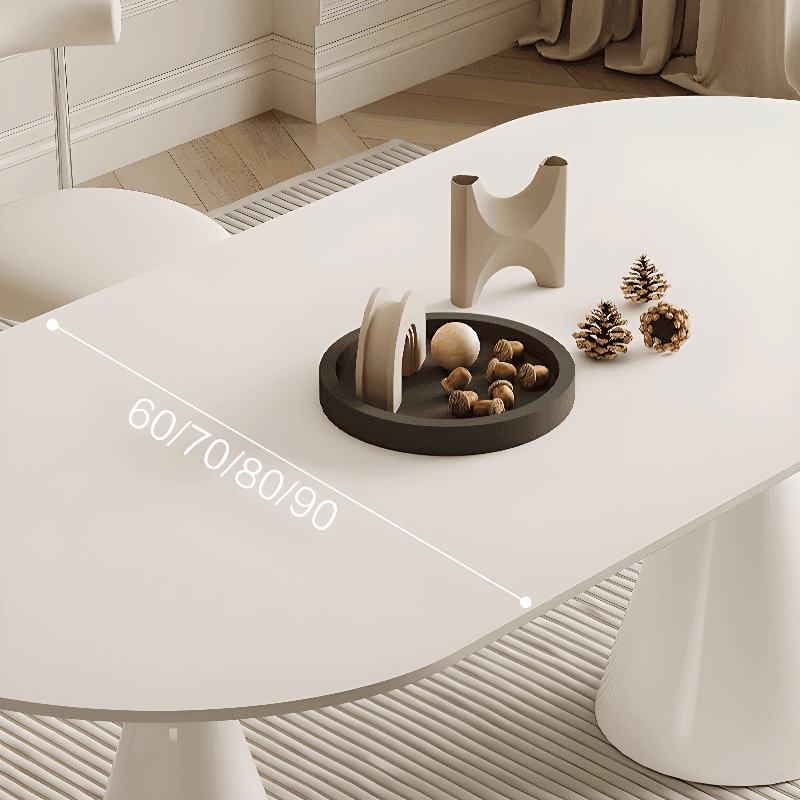 Simplistic Dining Table with Chalk Stone Top, Fixed Table, Seats 4 to 8, Scratch-immune thumbnail 9