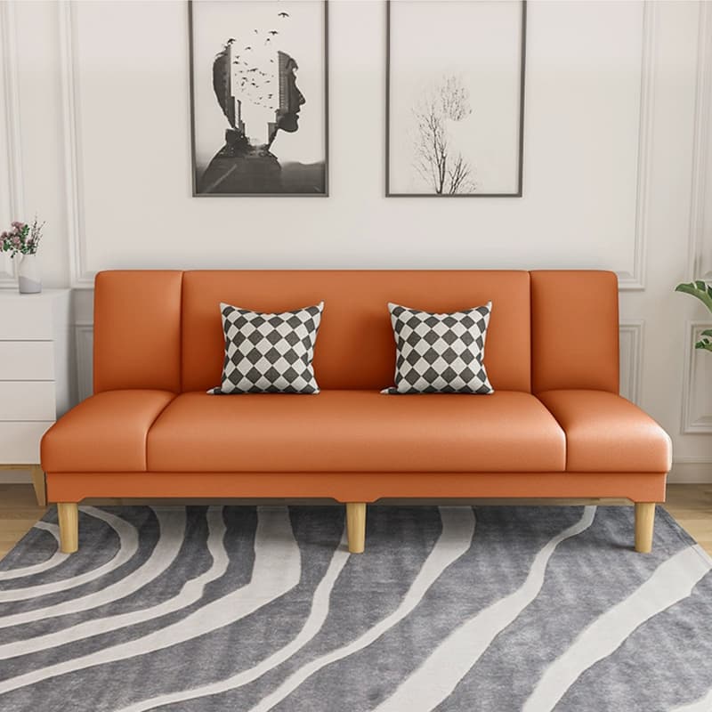 Scandinavian Armless Sleeper Sofa, Light Wood, Foam Filling, Includes Pillows thumbnail 13