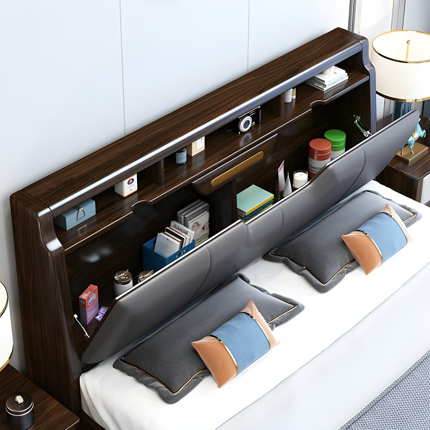 Brown Upholstery Wood Bed with Headboard – Modern Style, Full Assembly Needed thumbnail 6