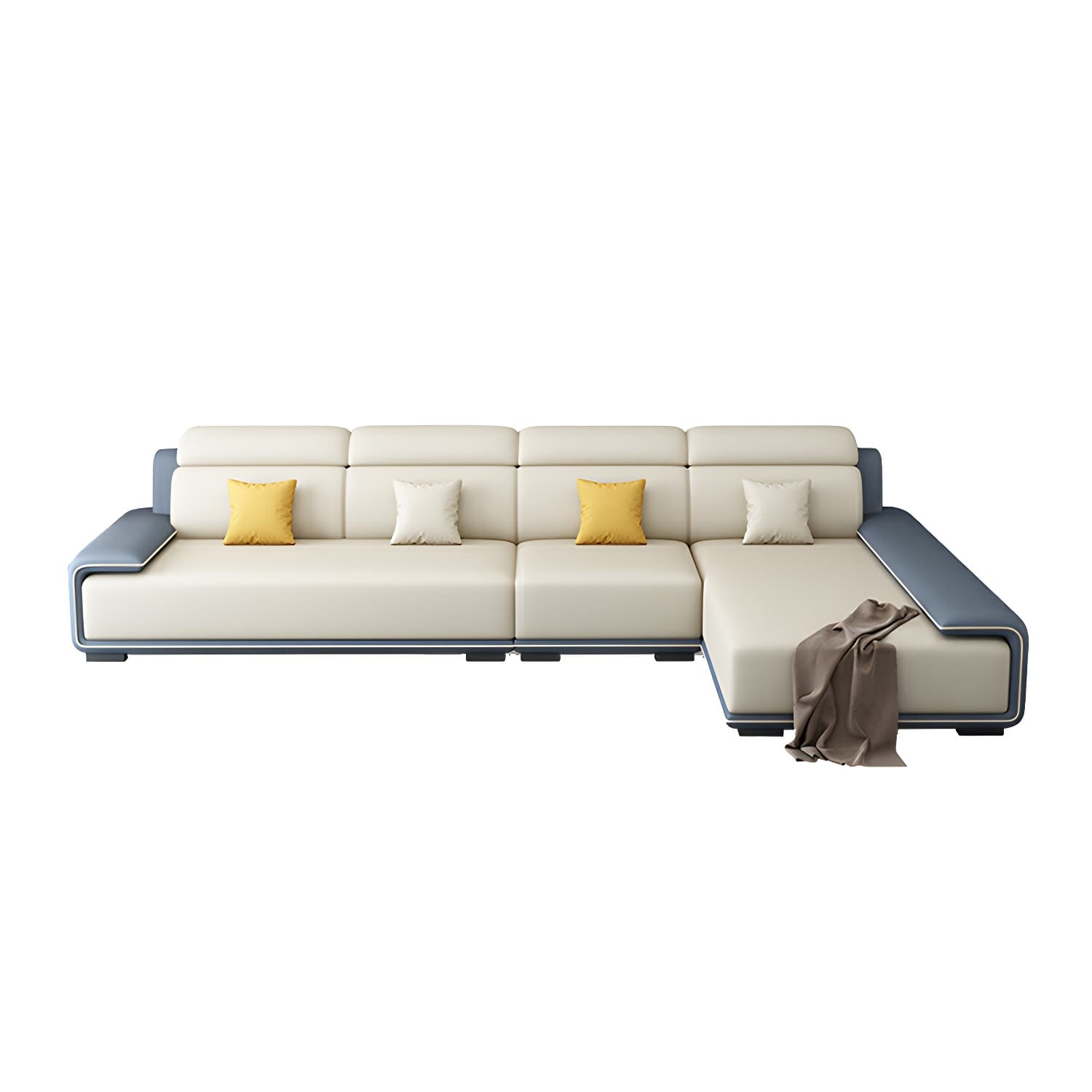 Modern L-Shape Sofa Chaise Sectional Set in Tech Cloth Features Storage and Seat for 4 thumbnail 11
