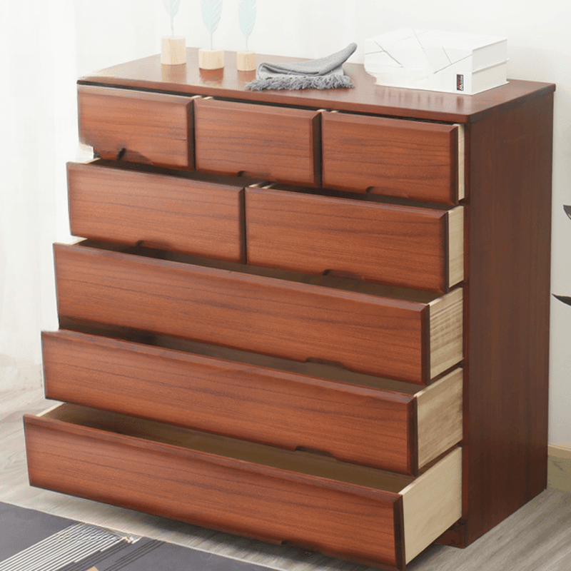 Sepia Minimalist Raw Wood Lingerie Chest/Dresser Vanity Combo with Multiple Drawers in Vertical/Horizontal Orientation thumbnail 8