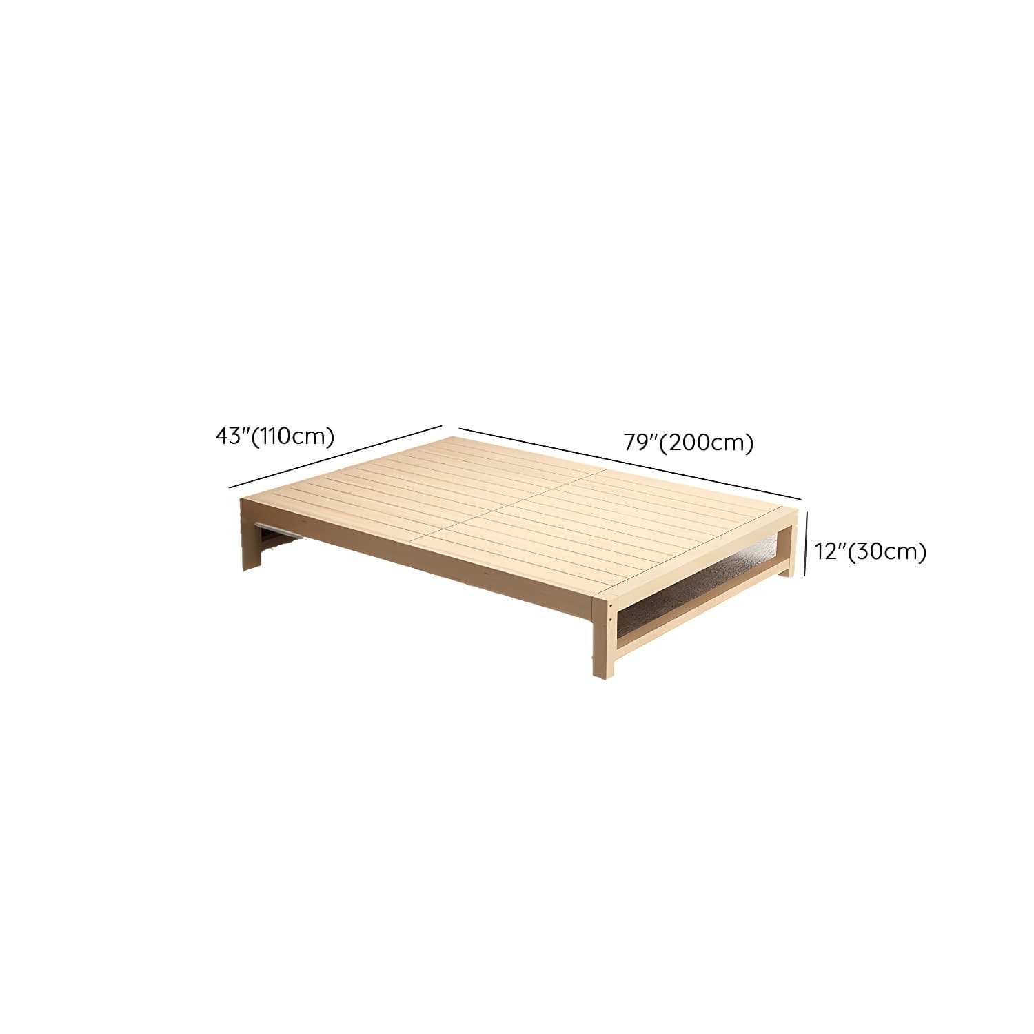 Solid Wood Modern Platform Bed Natural without Headboard and Storage Space thumbnail 19