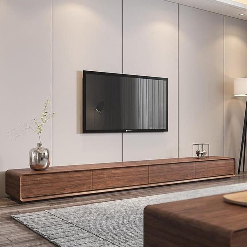 Contemporary Oblong Wood TV Stand Console with Storage Drawers thumbnail 8