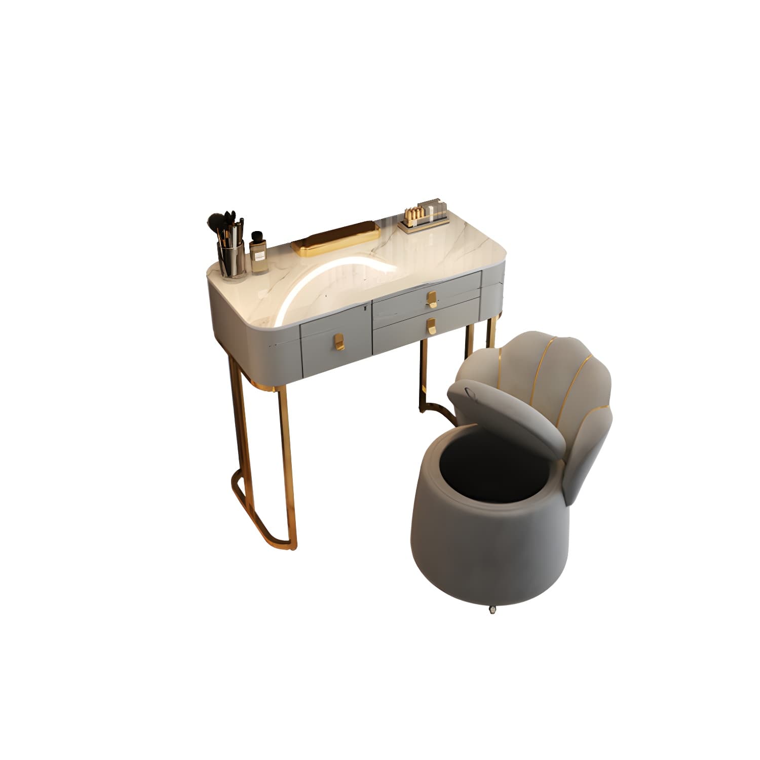 Luxurious Vanity Dressing Table Solid Wood Vanity Set with Stool and Mirror thumbnail 13