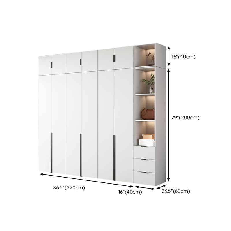 White Wood Wardrobe Armoire with Hinged Doors and Shelves Included thumbnail 34
